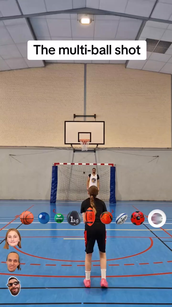 The multi-ball shot 🎯 🏀 Menil #basketballchallenge #multiballchallenge ...