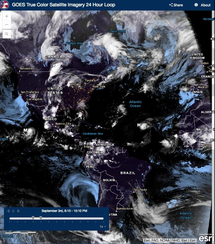 GOES True Color Satellite Imagery 24 Hour Loop | Hurricanes are on the ...