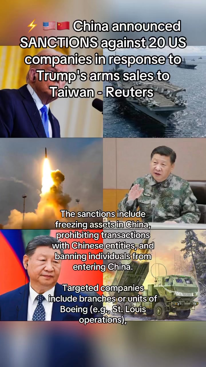 ⚡️ 🇺🇸🇨🇳 China announced SANCTIONS against 20 US companies in response ...
