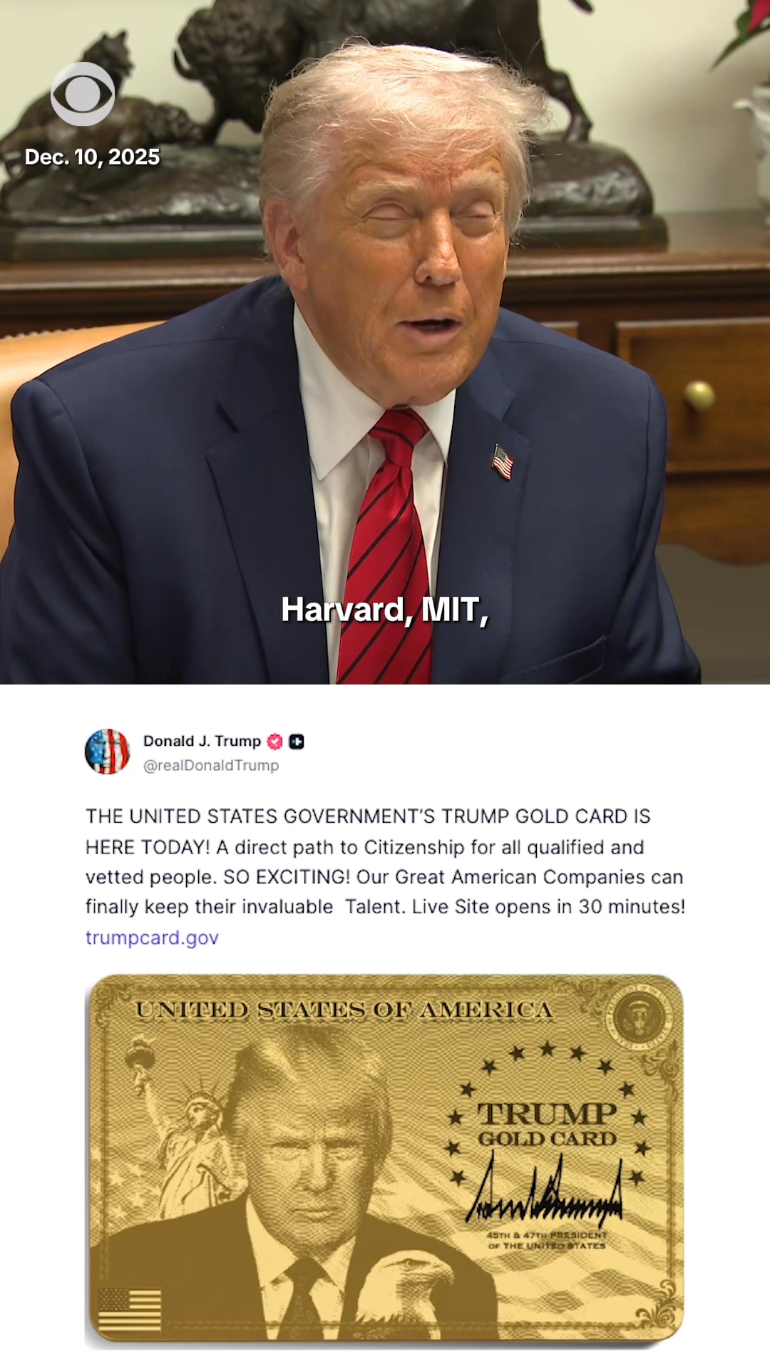 President Trump announced Wednesday that his “Gold Card ” was ...