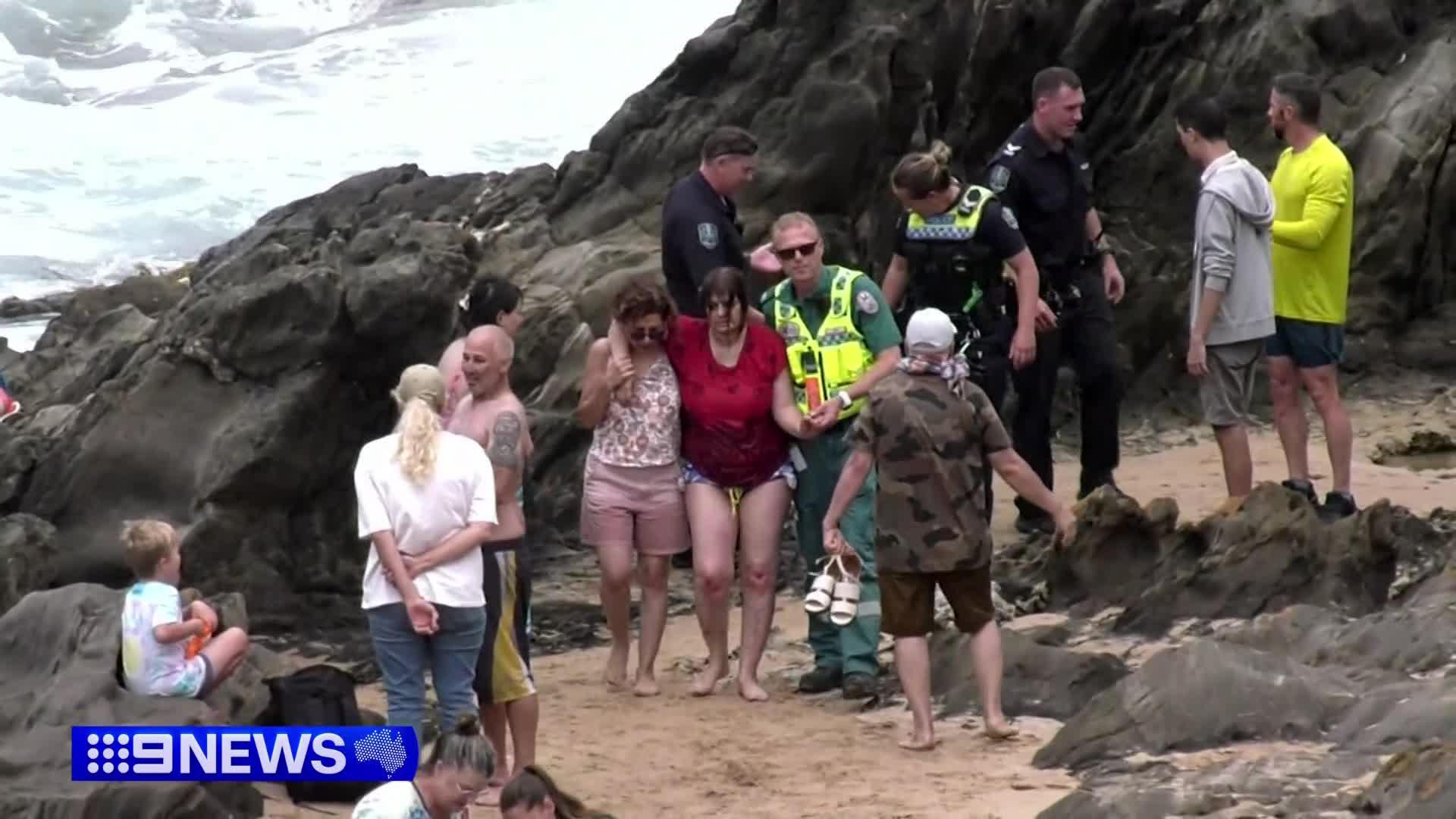 A woman has been rescued from a dangerous rip in the notorious waters ...