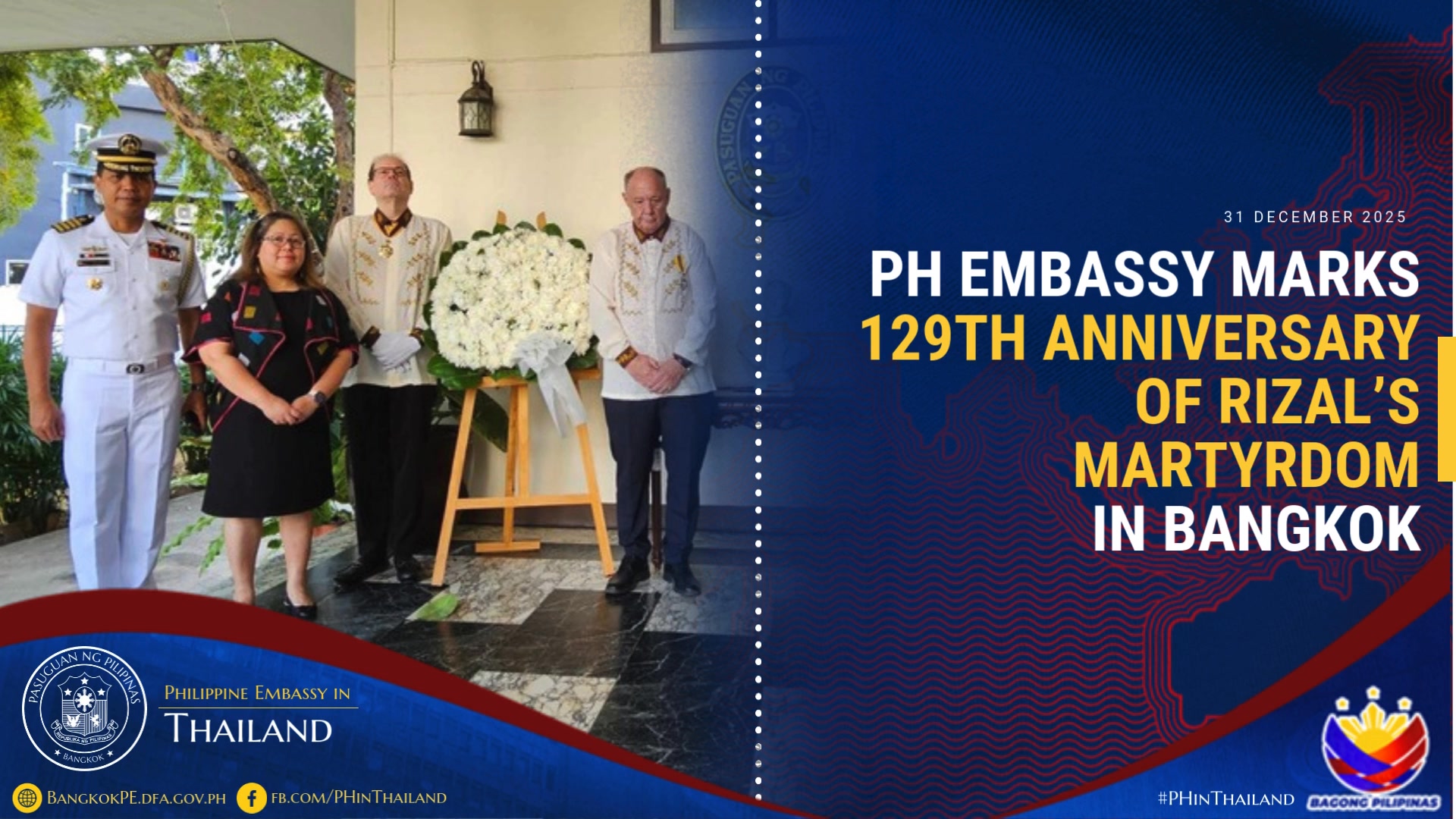 PH EMBASSY MARKS 129TH ANNIVERSARY OF RIZAL’S MARTYRDOM IN BANGKOK ...