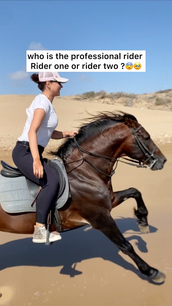 who is the professional rider Rider one or rider two ?😨🥹 #horse #horses ...