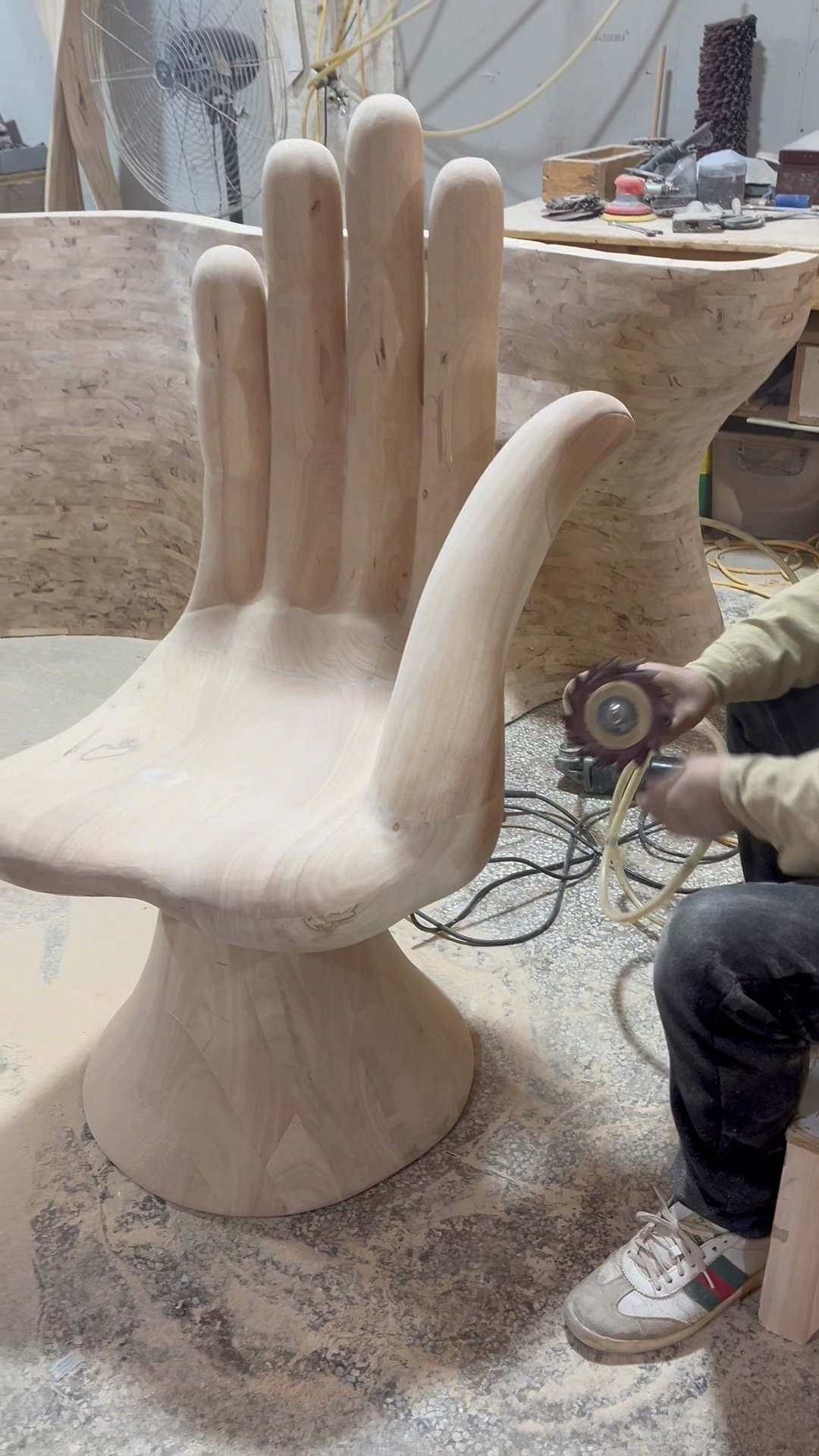 Custom solid wood sculpture hand shape chair #customchair# ...