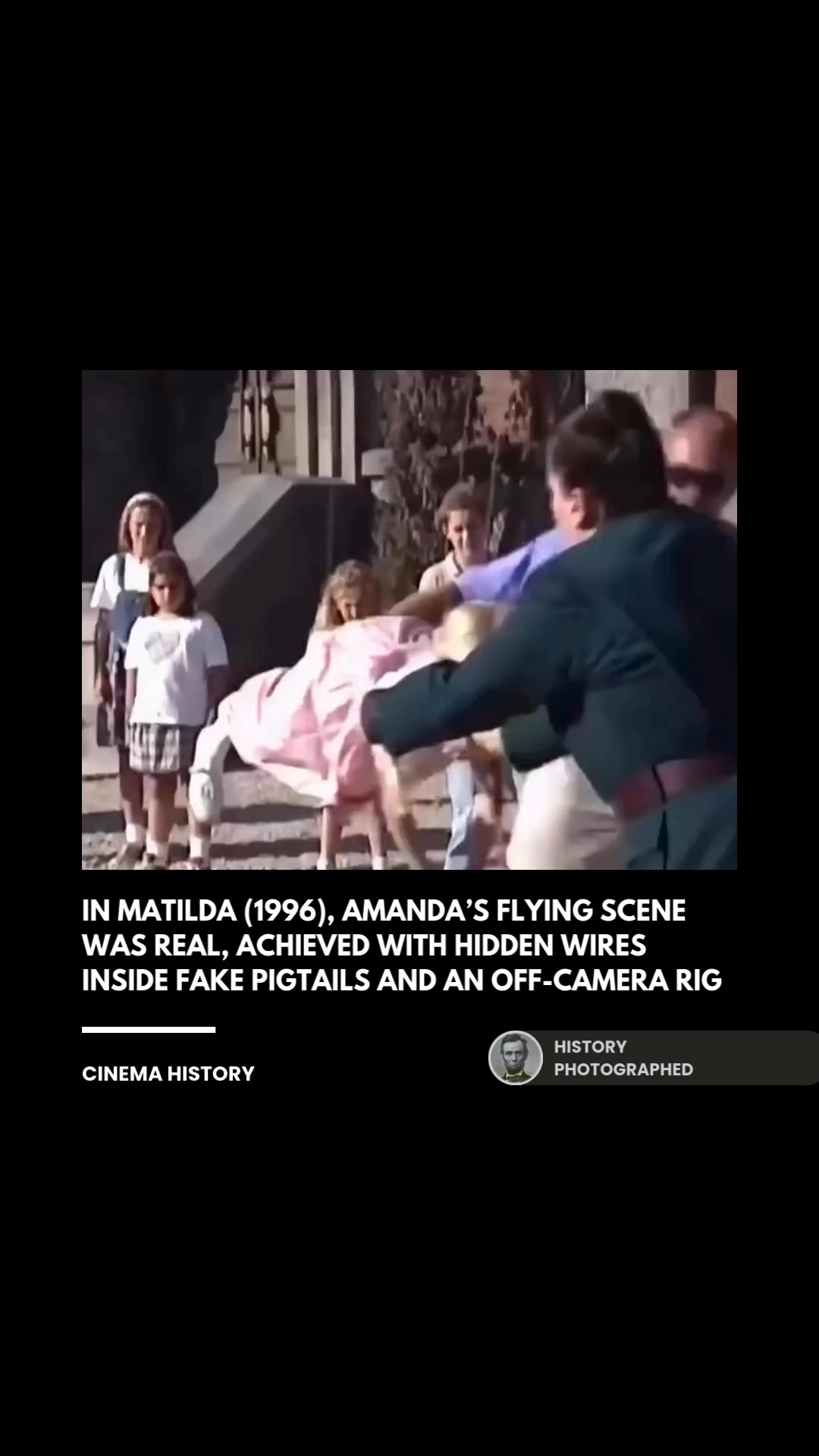 In the 1996 film Matilda, the scene where Miss Trunchbull throws Amanda ...