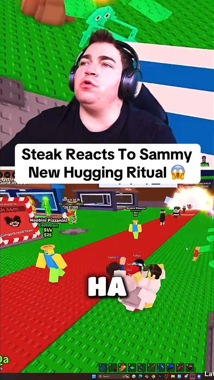 Steak Reacts To Sammy New Hugging Ritual 😱#stealabrainrot #sammy # ...