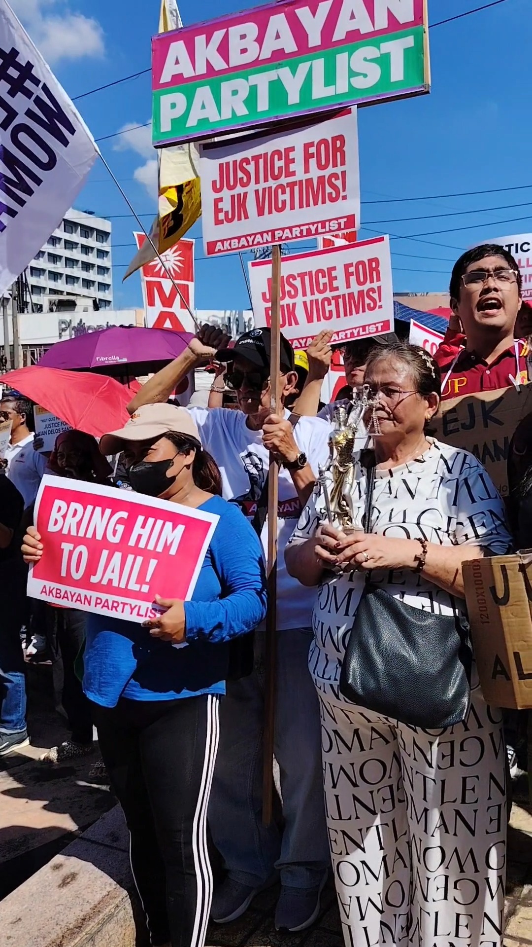 Members of Akbayan Party-list and SIKLAB staged a protest rally dubbed ...