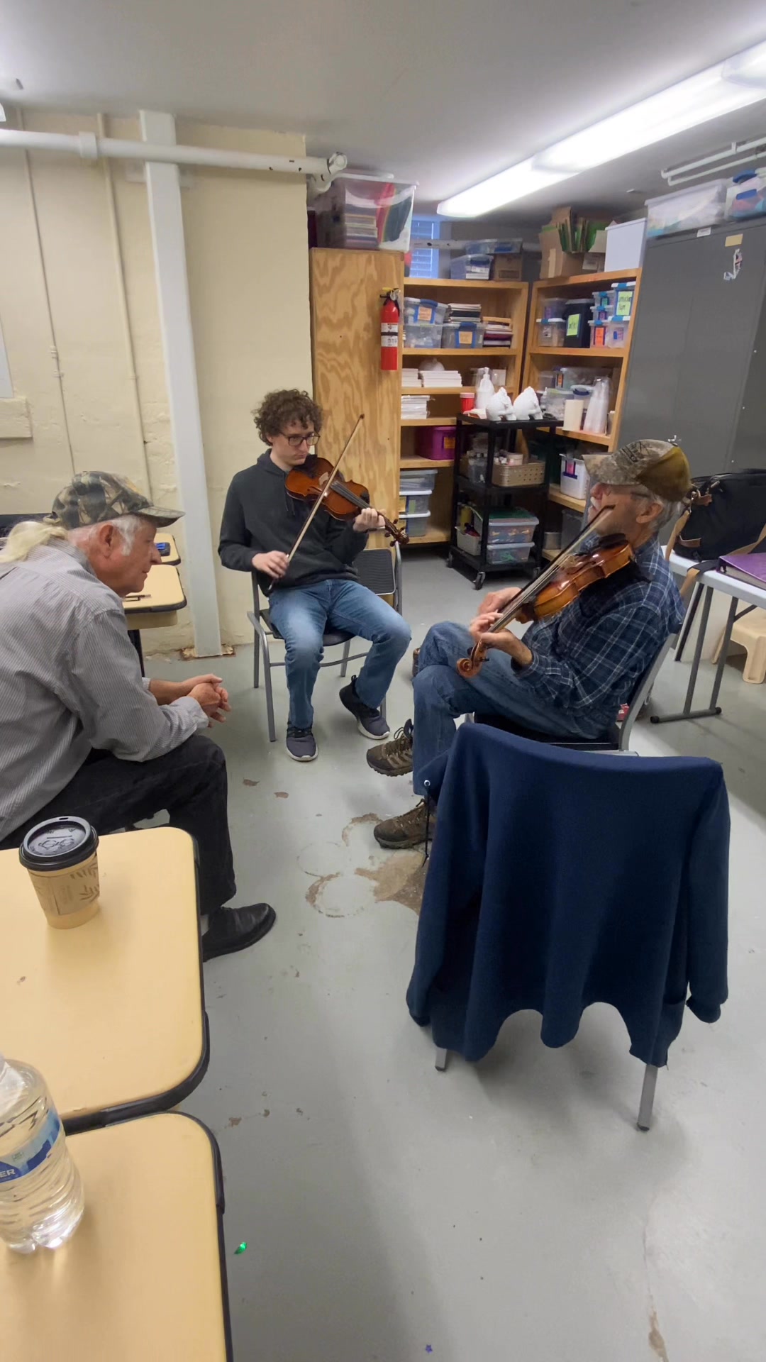 John Harrod and Jimmy Webb fiddling at the fiddle workshop. | James L ...
