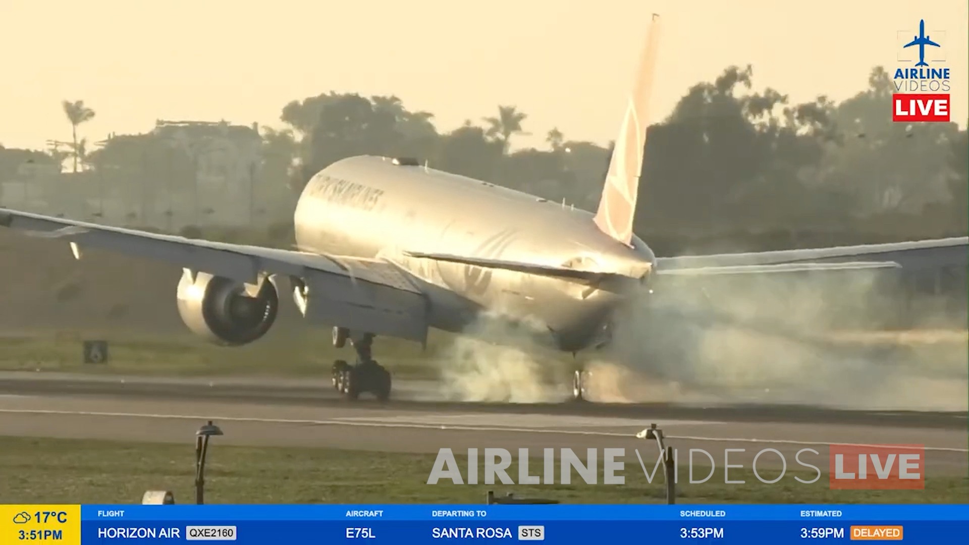 ターキーの飛行機 Turkish Airlines Boeing 777-300ER Flight 9 from Istanbul touches