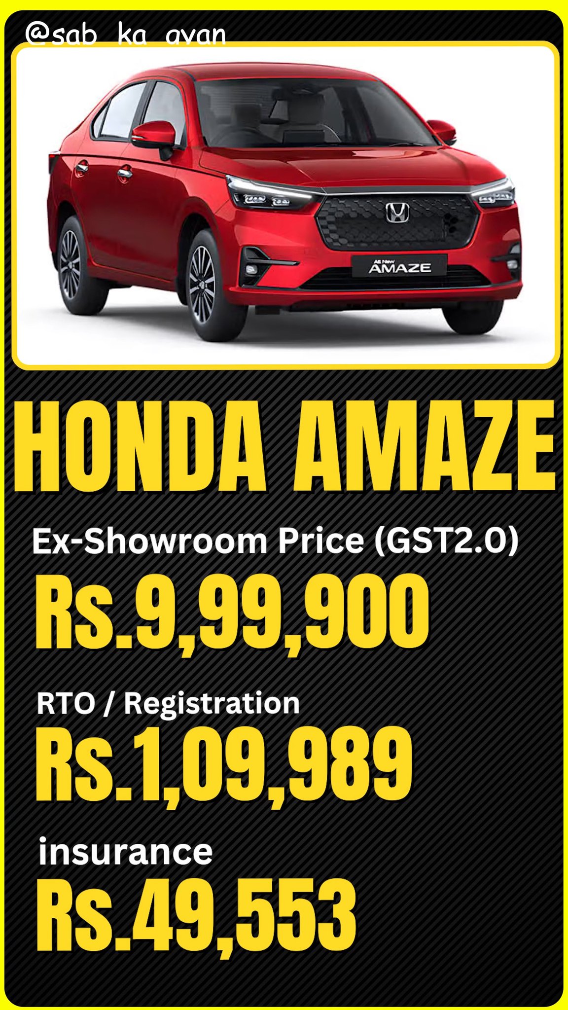 Honda Amaze ZX CVT (Petrol) Top Model 2026 detailed review is here