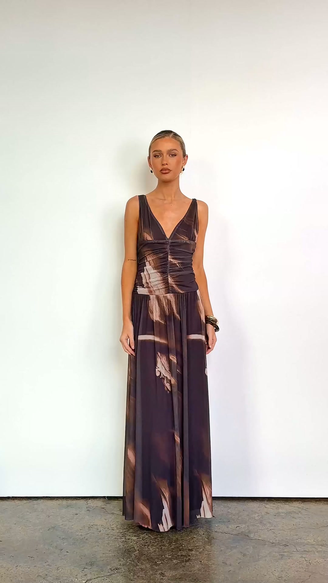 gingham and heels brown dress New In: The Cressida Maxi Dress. , https://ginghamandheels.com/products/cressida-maxi-dress-espresso-abstract | Color:Natural Leather