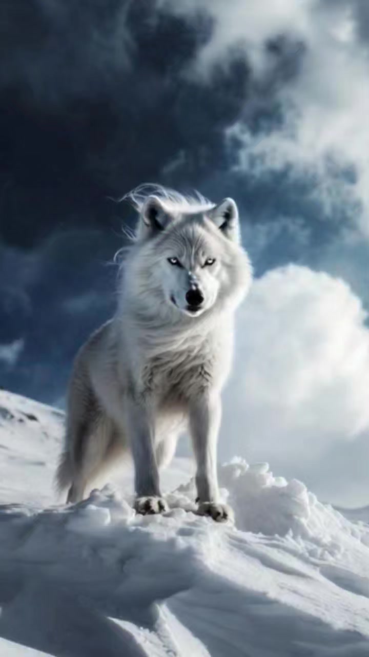 ️🐺 Born of snow, crowned by the storm — a silent king of the frozen ...
