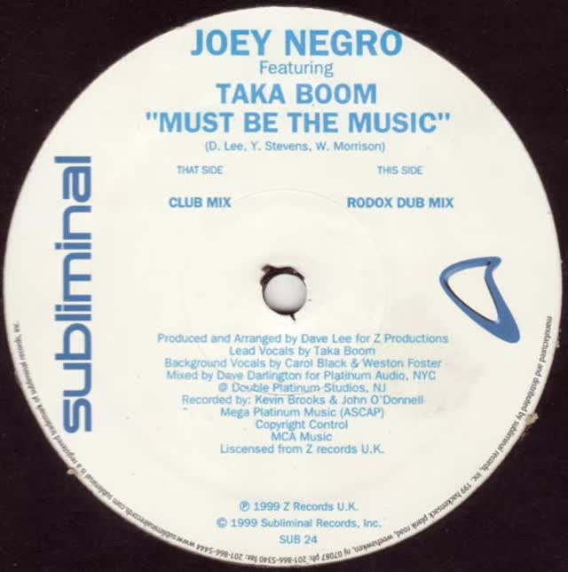 Joey Negro ( Dave Lee JN ) Featuring Taka Boom : 