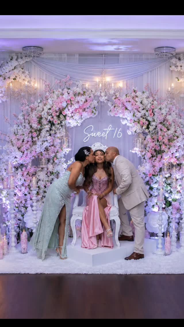 Pretty in pink and made to impress. 🌸🎀 From breathtaking cherry blossom décor to unforgettable moments, this Sweet 16 was everything a dream celebration should be. , Every detail came together to 