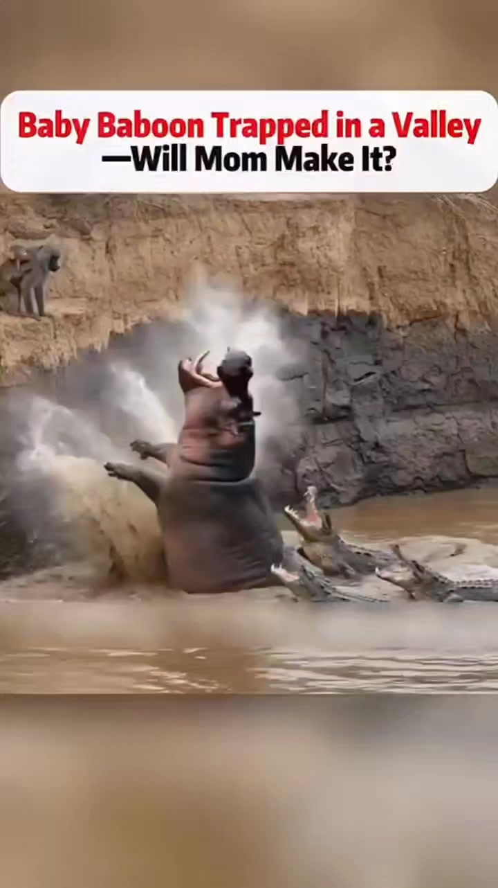 Baby Baboon Trapped in a Valley—Will Mom Make It #shorts #reels #virals ...