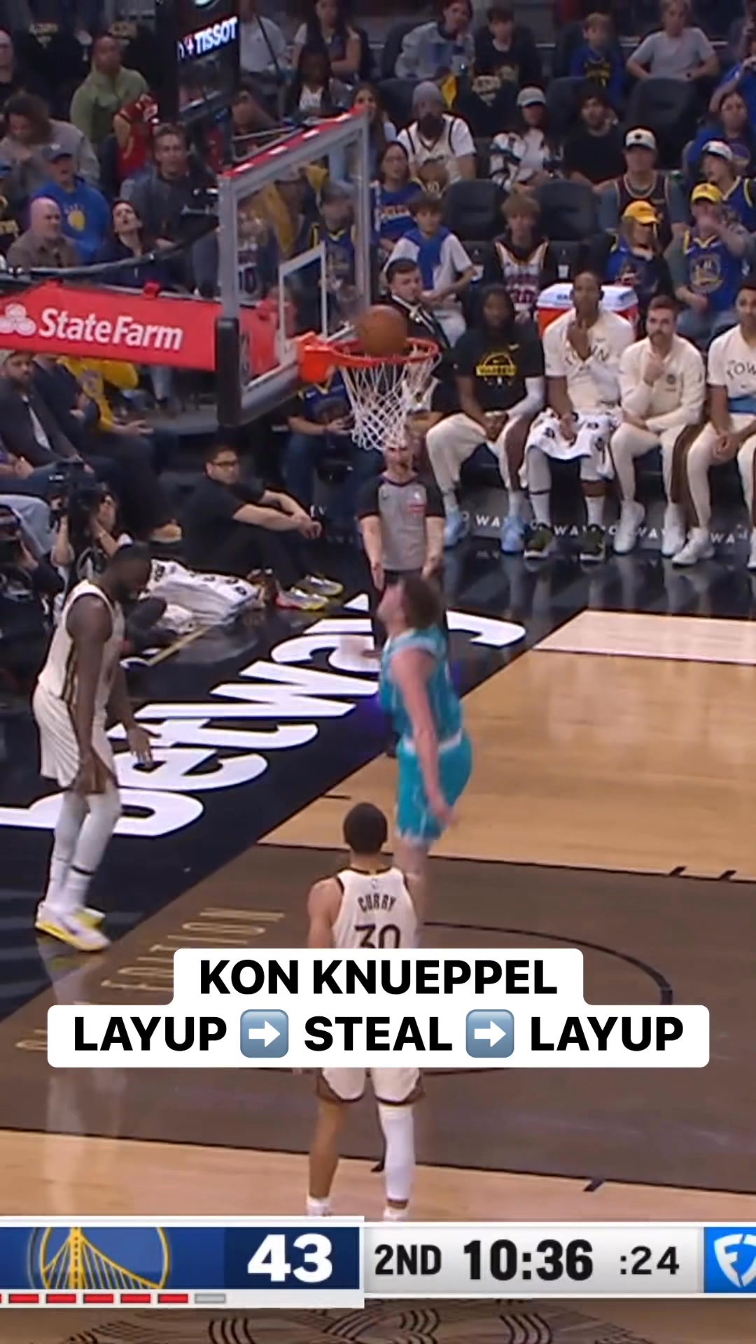 Kon Kneuppel lays it in then IMMEDIATELY steals the inbound pass and ...