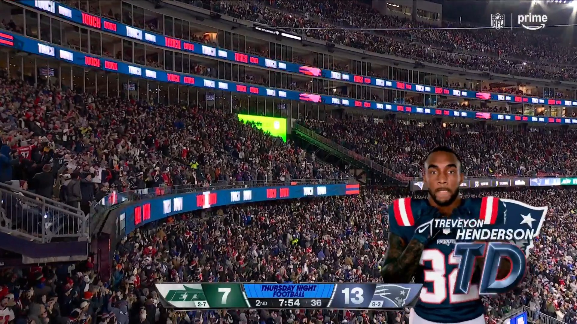Second TD of the night for Henderson! 🎥: NFL on Prime | New England ...