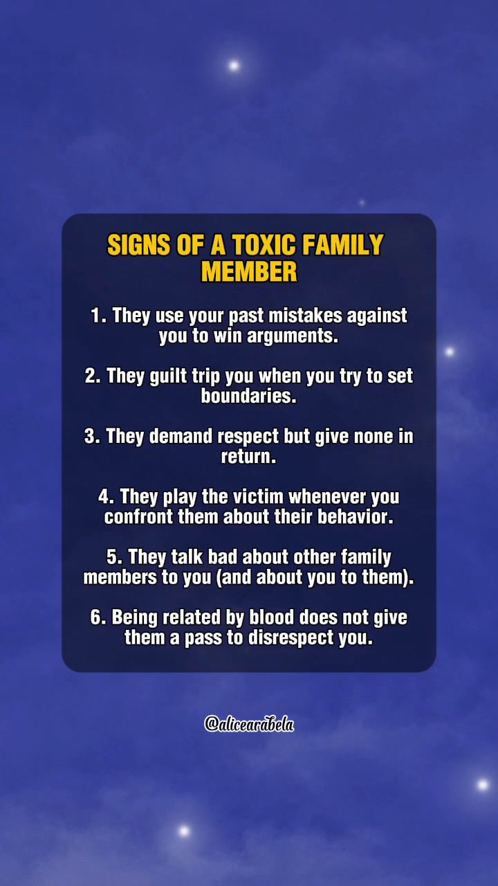 Signs of a toxic family member... #ToxicFamily #HealthyBoundaries # ...