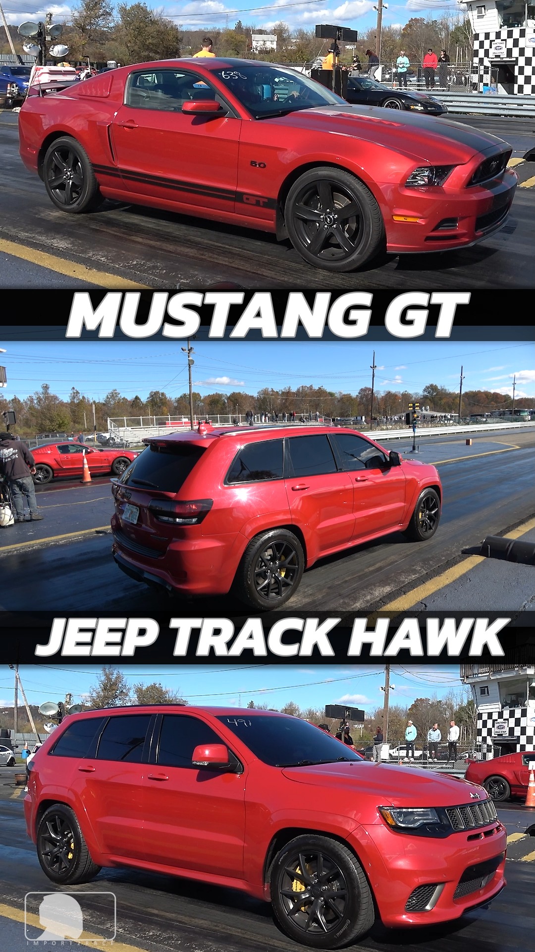 Jeep Track Hawk vs Ford Mustang GT 1/4 mile Drag Racing @ Island ...