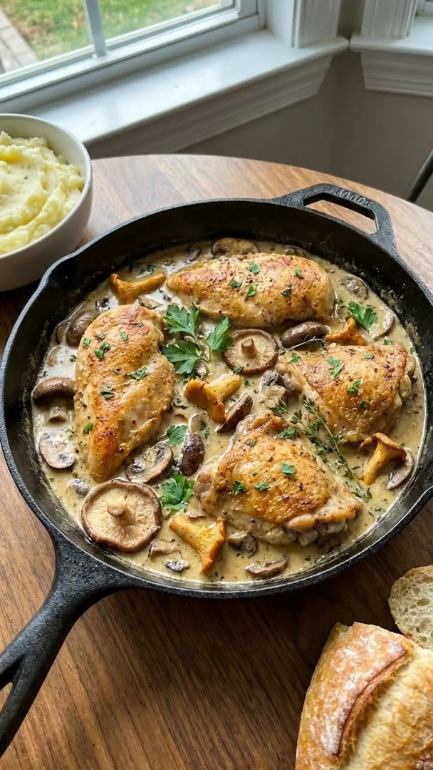 Poulet à la crème et aux champignons façon grand-mère ⬇️La recette dans ...
