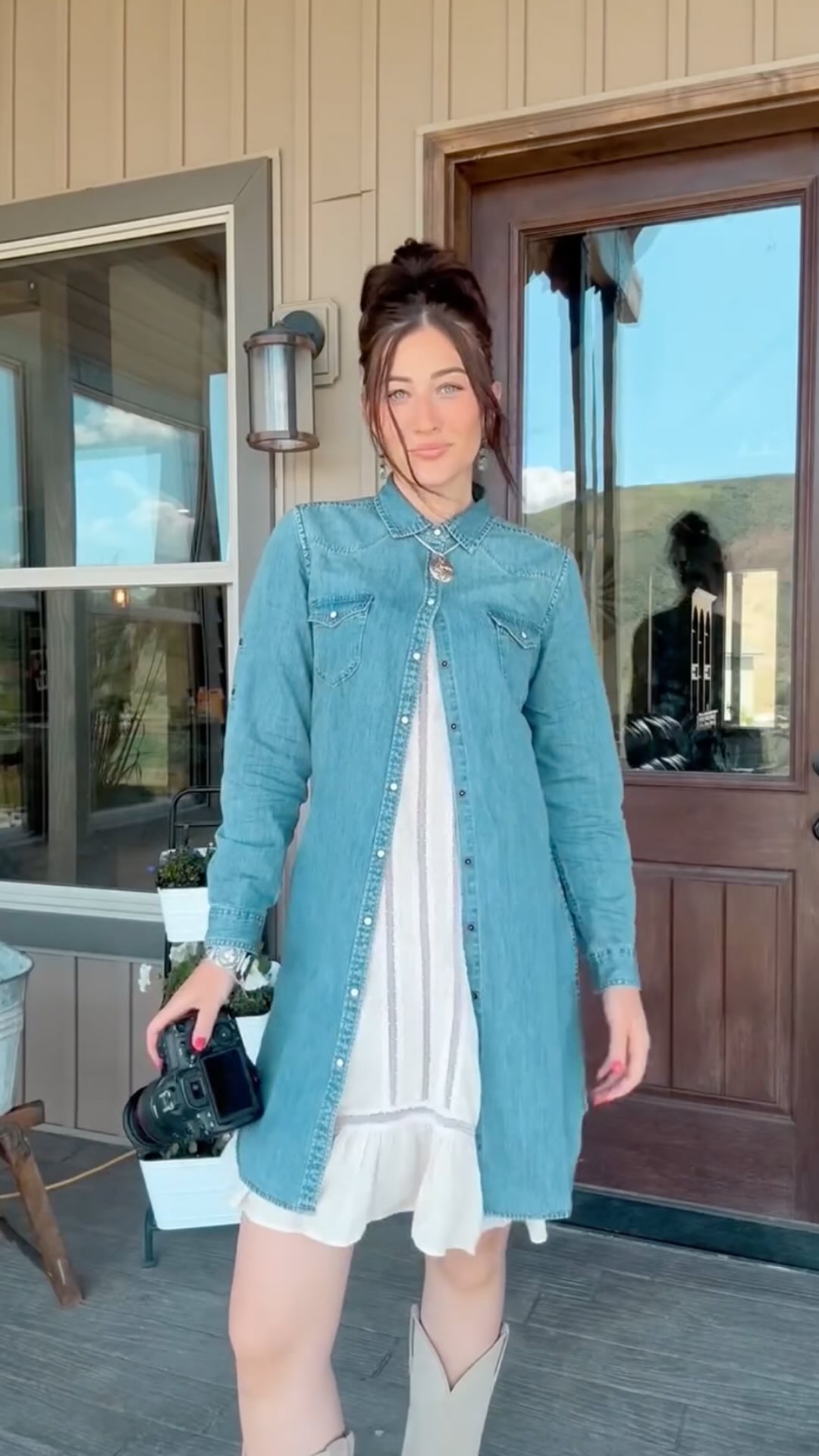 One dress, countless ways to wear it. , The Savannah Denim Shirt Dress combines timeless Western-inspired details with soft washed denim for a look that’s effortless, feminine, and made to wear season 