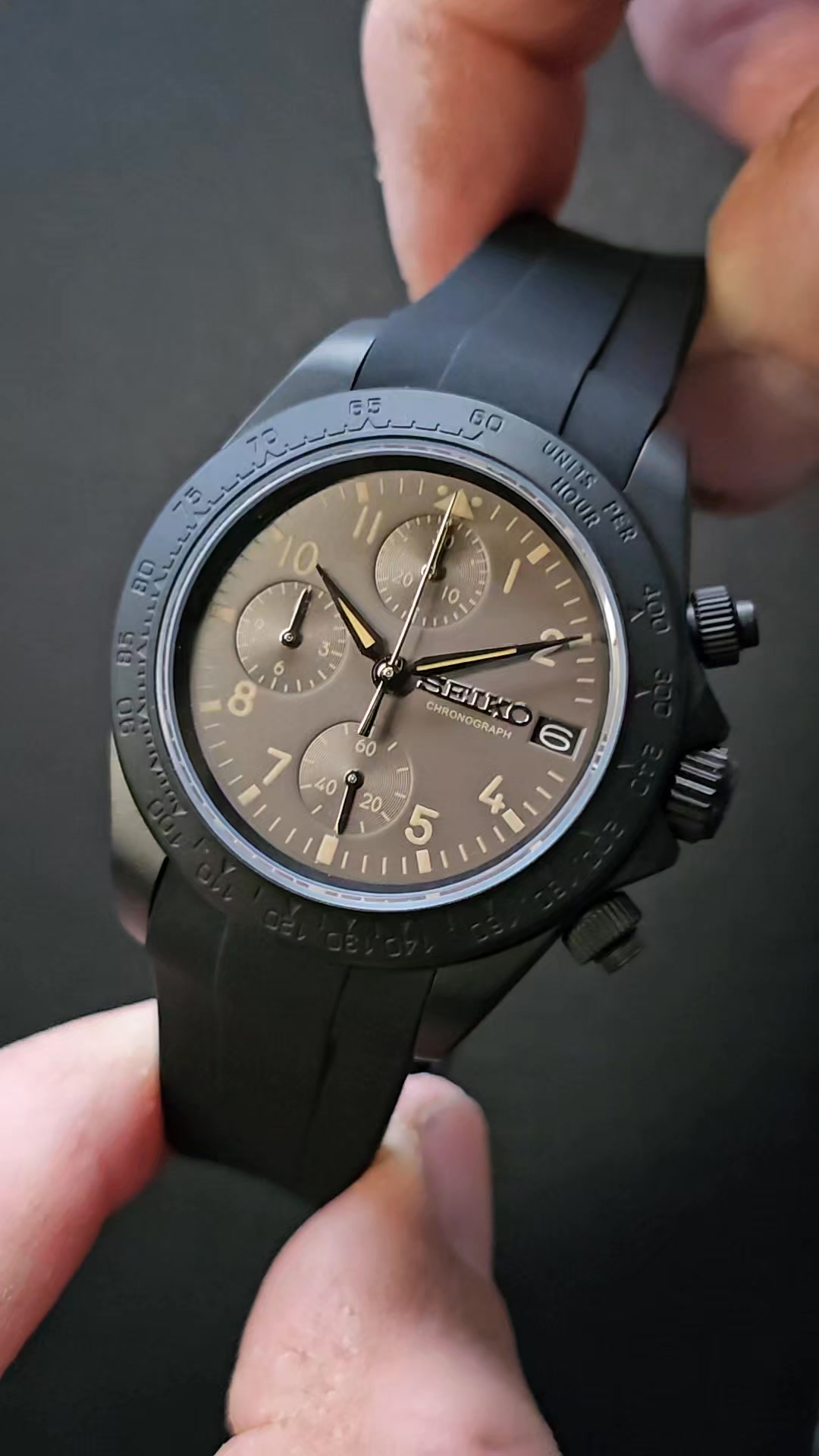 🟤 New Seiko Mod Black Moka Chrono Vk67 ⚫️