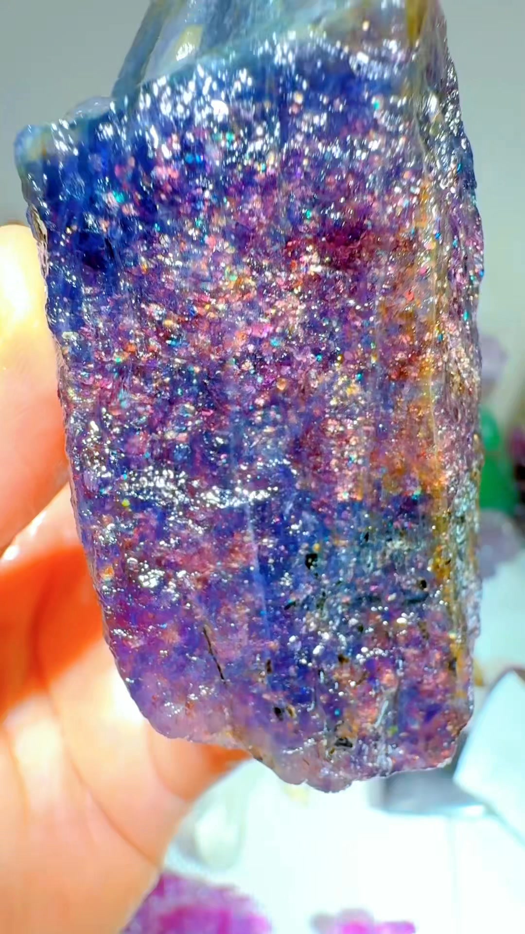 Very very gorgeous Iolite raw stone with full rainbow sunstone flash ...