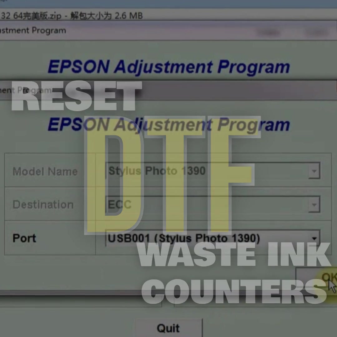 Download DTF printer waste ink reset program for L1800, R1390 & L805 ...