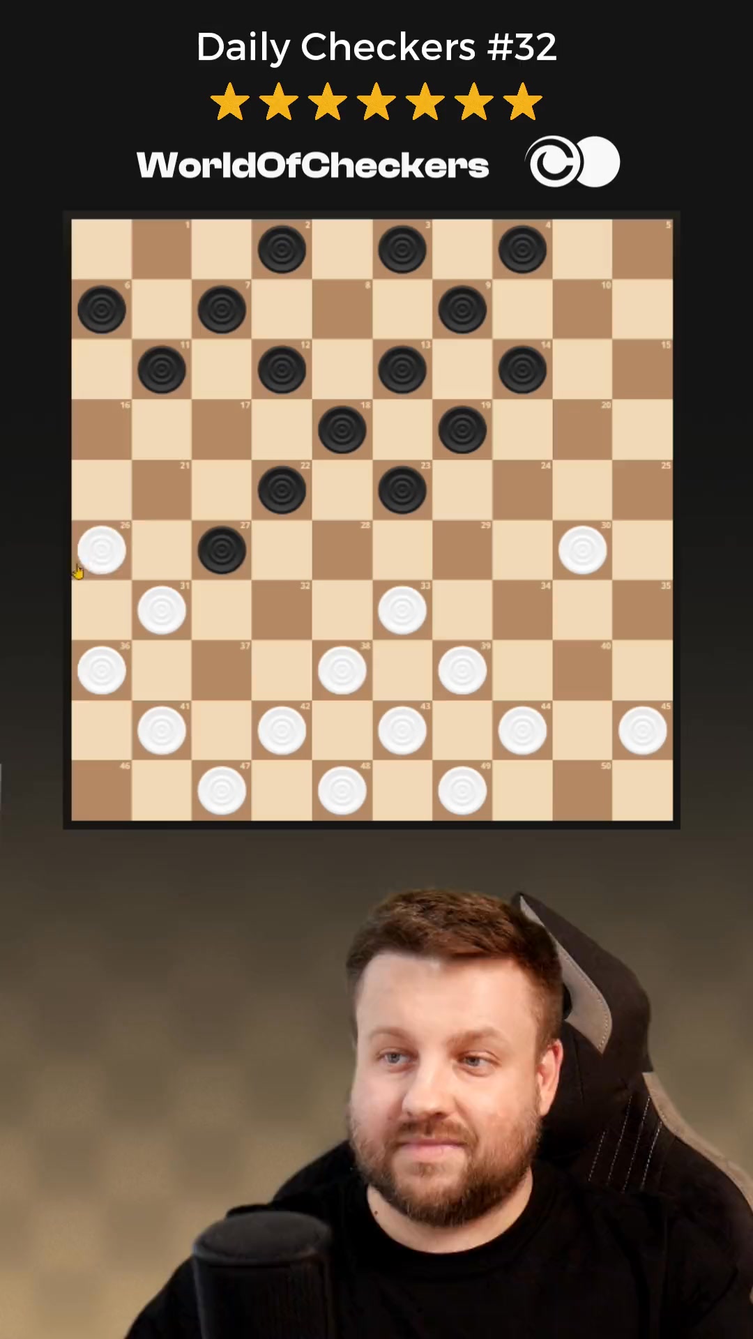 Cosmic double shot! 🚀 ⚪⚫ ⭐7/7 | Daily Checkers #32 | checkers.TV | Facebook
