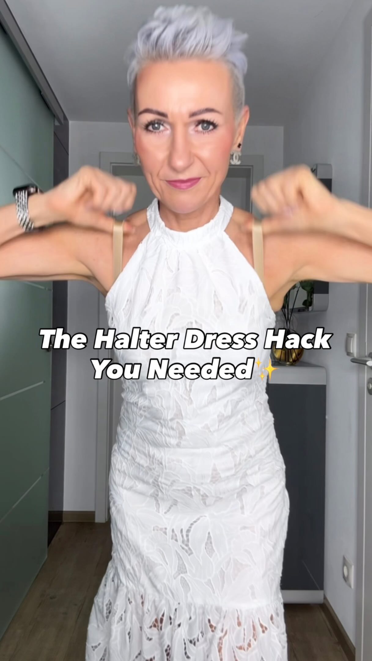 bra hacks for halter dress This SAVED my summer outfits.☀️, 1 bra. 0 visible straps. ✨, Love dresses but hate visible straps?, Try this 30-second bra hack and keep your support without buying a new bra., ✔️ No how to wear a bra with a halter dress