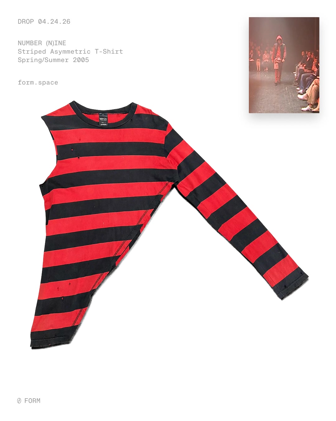 Number (N)ine Striped Asymmetric T-Shirt, Spring/Summer 2005/ Now