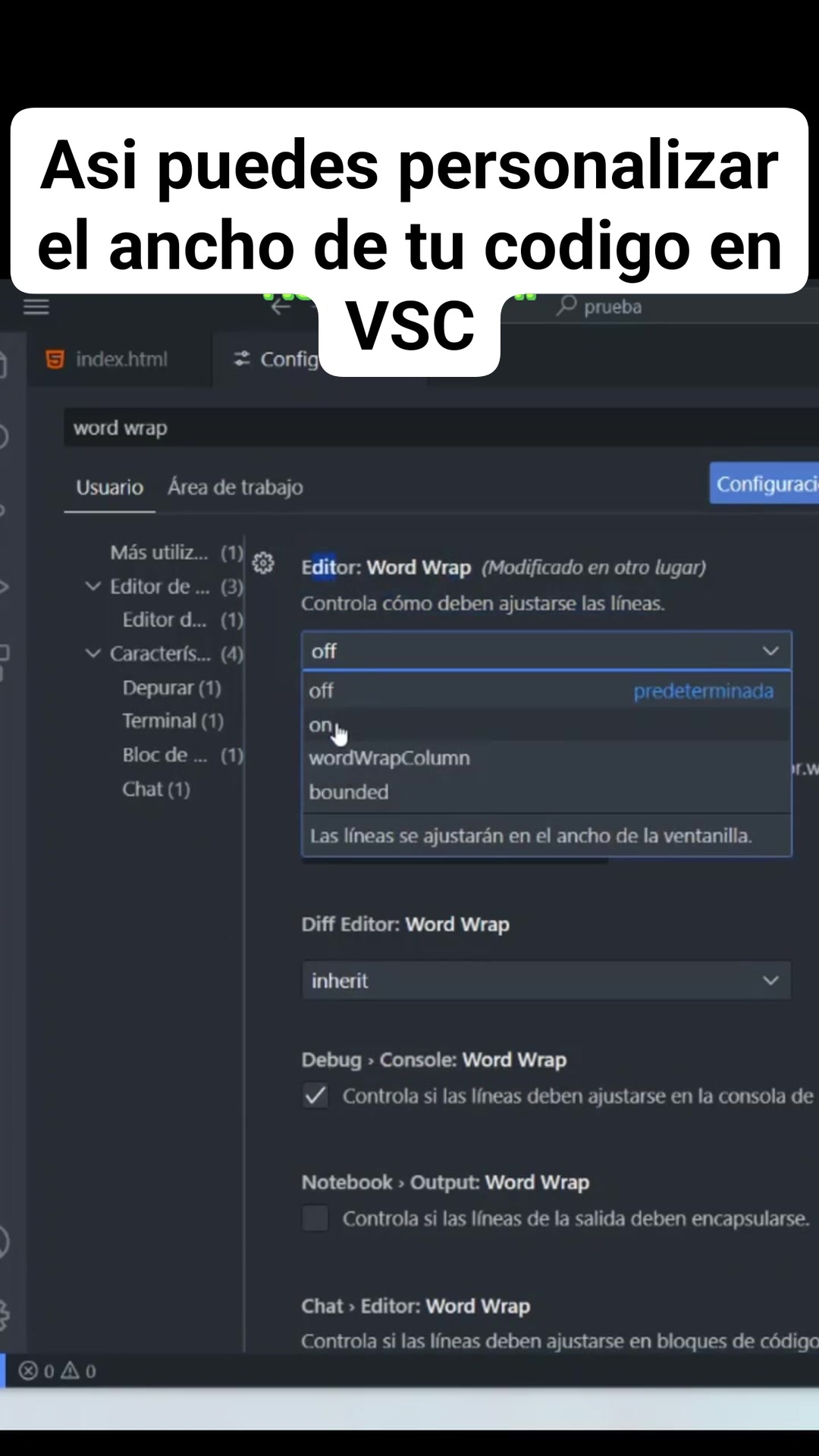 Asi puedes personalizar el ancho de tu codigo con vsc #ReactJS # ...