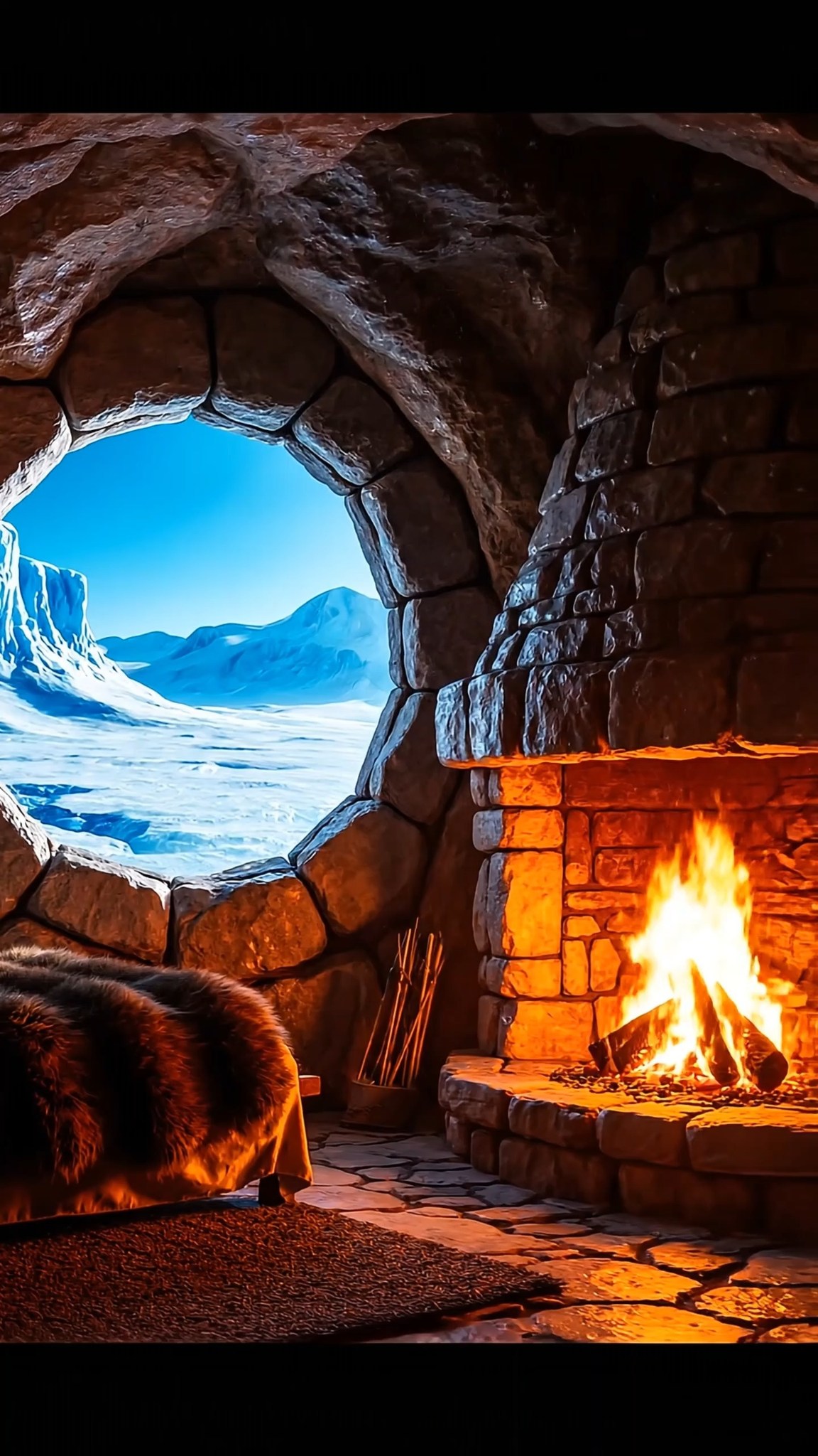 Step into a peaceful snowy cabin ambience surrounded by falling snow ...
