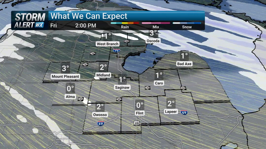 Bitterly cold air will slide down across mid-Michigan, with near record ...