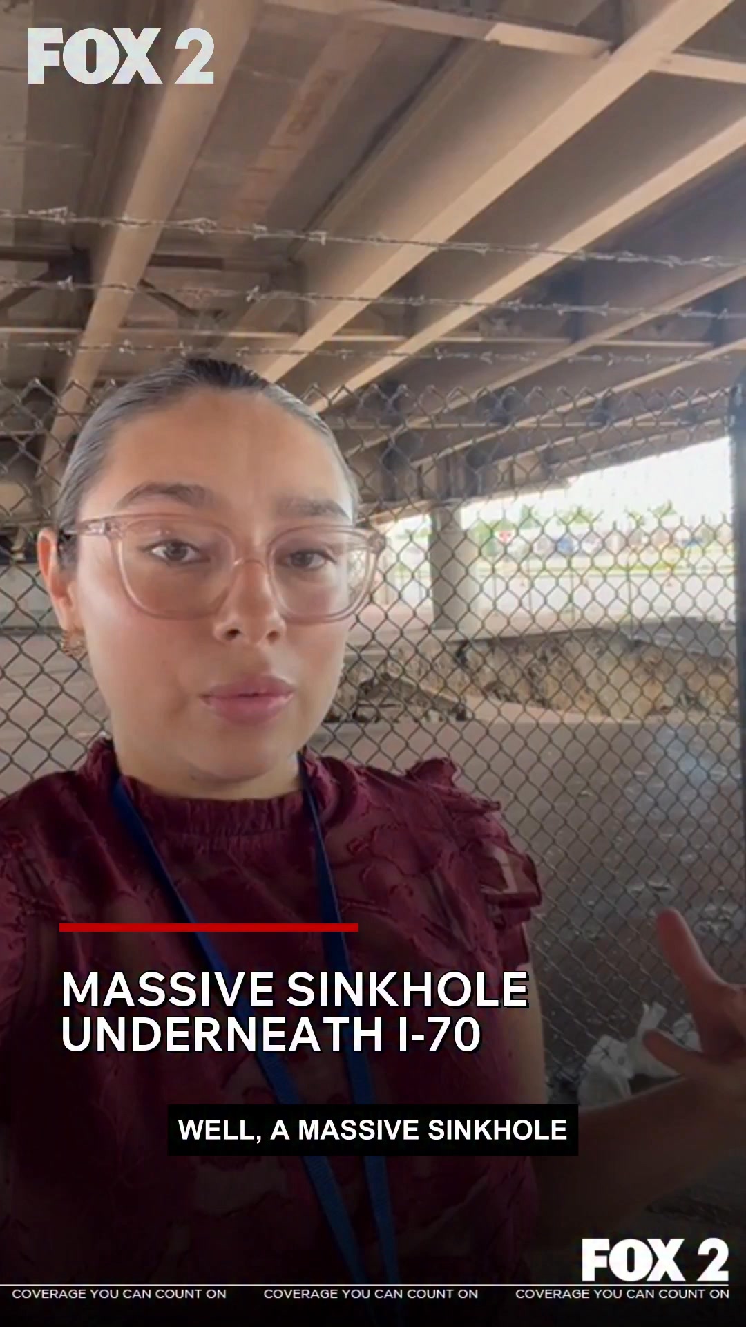 A massive sinkhole forms underneath I-70 in St. Louis after three