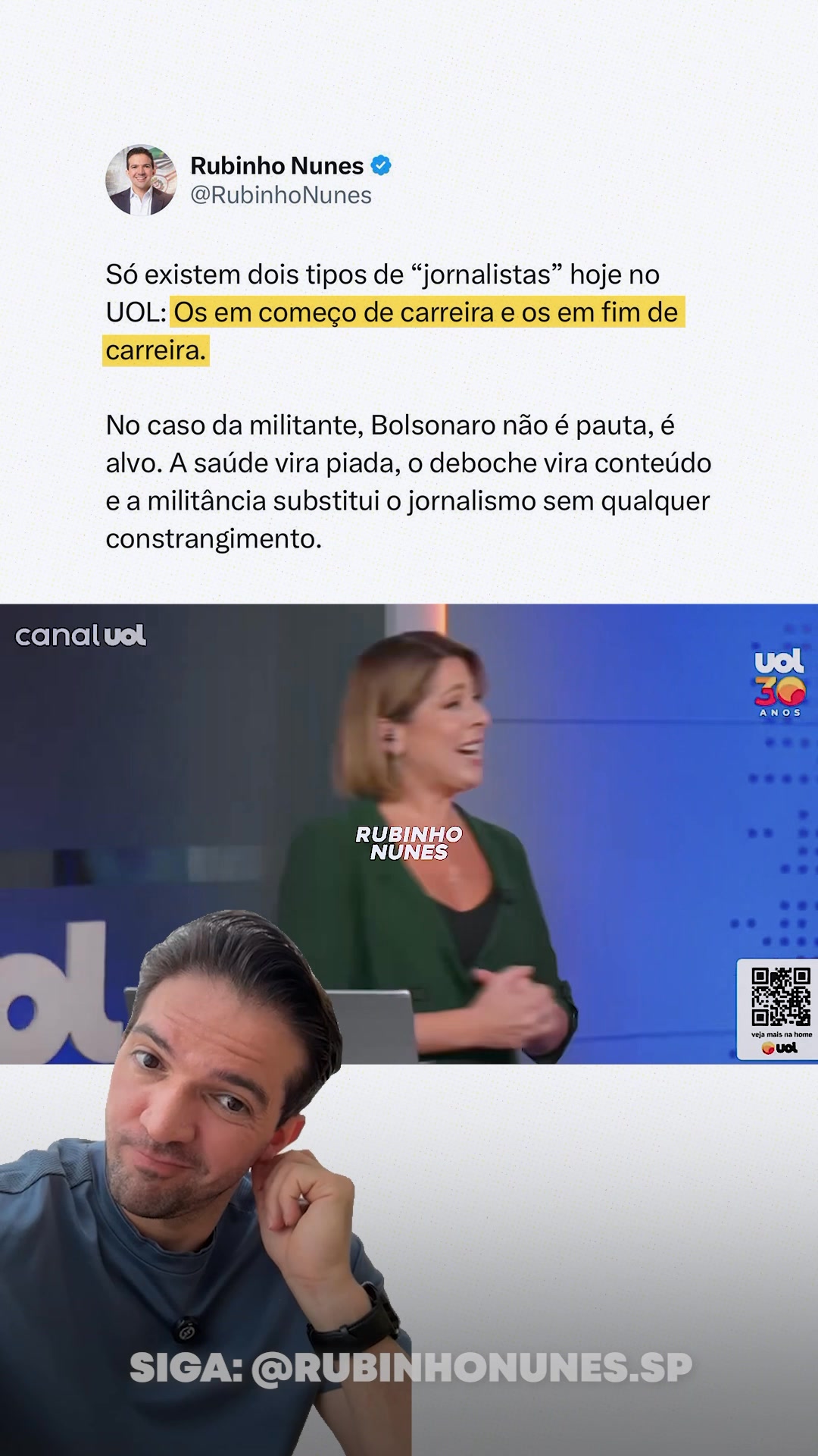Rubinho Nunes - Jornalistas do UOL debocham de Jair Bolsonaro | Facebook