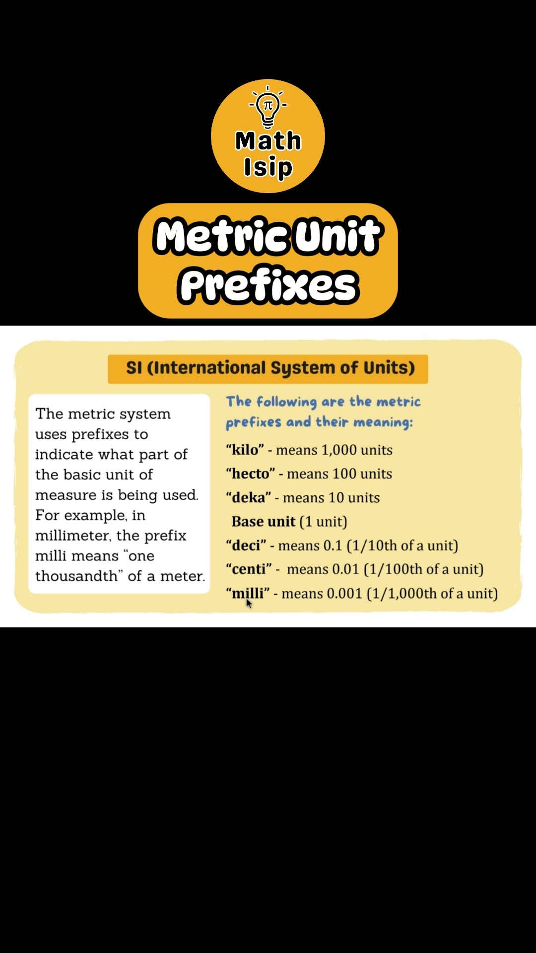 Math Isip - Ano ba ang kilo, centi, and milli? Metric... | Facebook
