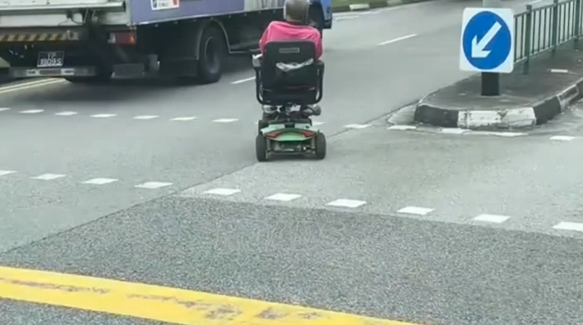 A PMD was seen riding on the road, with drivers giving way to the ...
