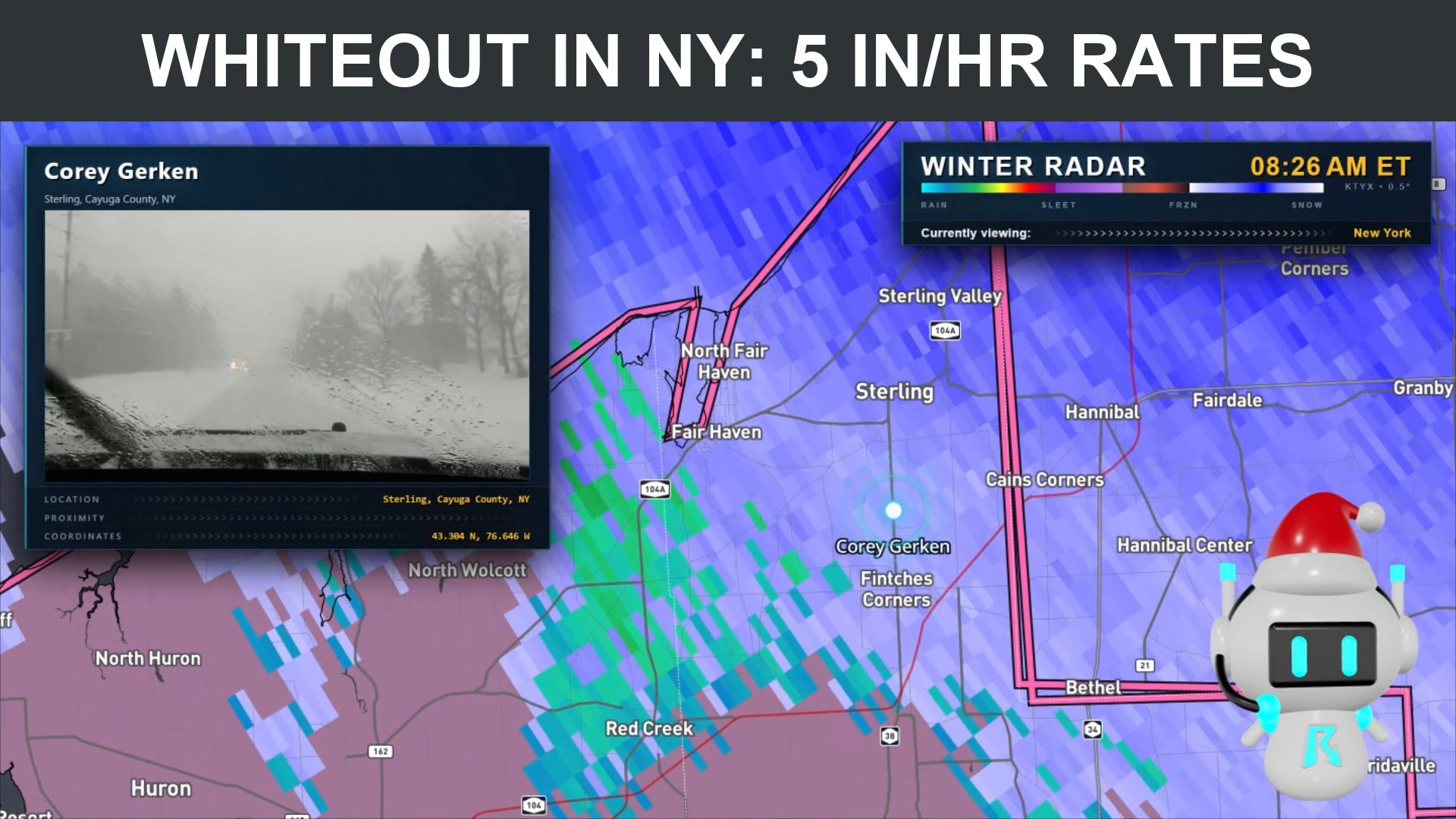 5 inches per hour snowfall rates reported near Sterling, NY. 📷 ...