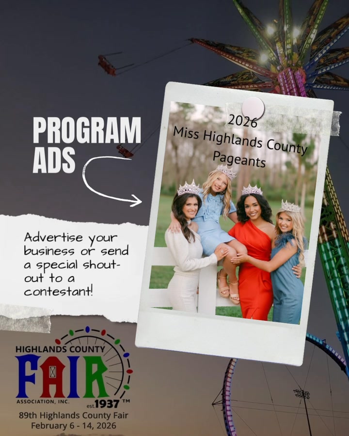 2026 Miss Highlands County Pageant Program Ads Are Closing Soon! Time ...