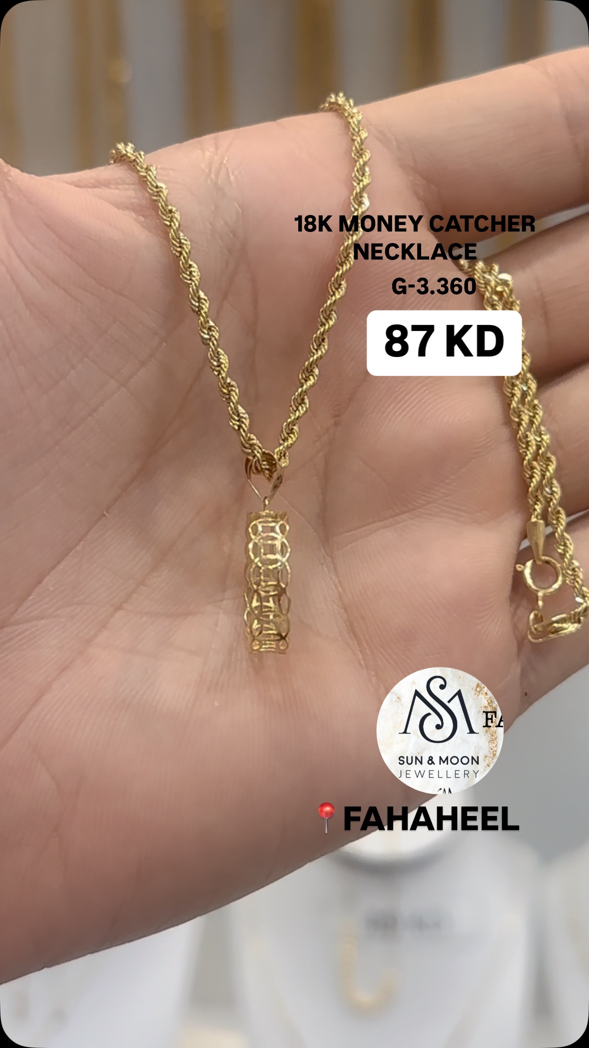 18K Money Catcher Necklace ✓ Delivery all over Kuwait ? 97630373 