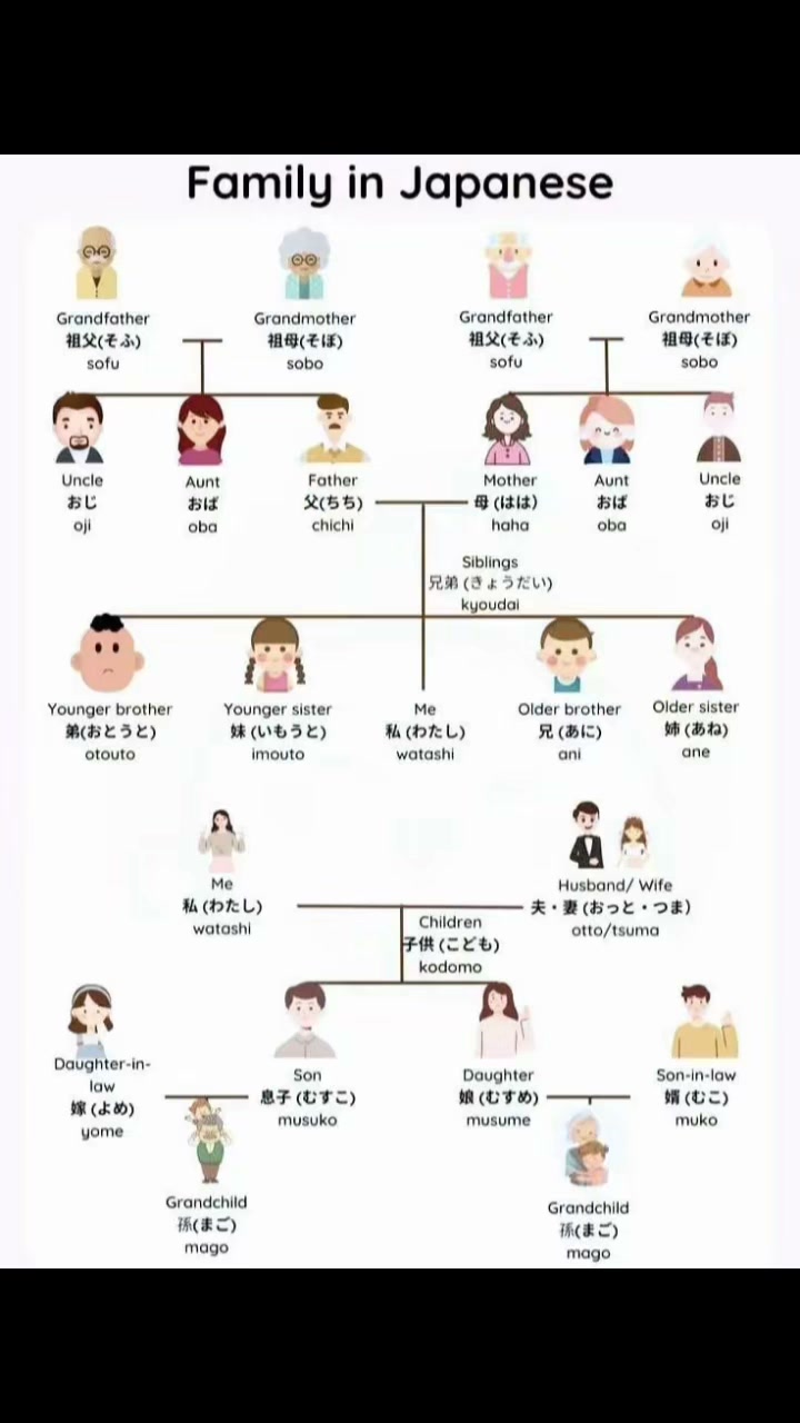 👨‍👩‍👧‍👦 Family Tree in Japanese! 🇯🇵 Learn the Japanese words