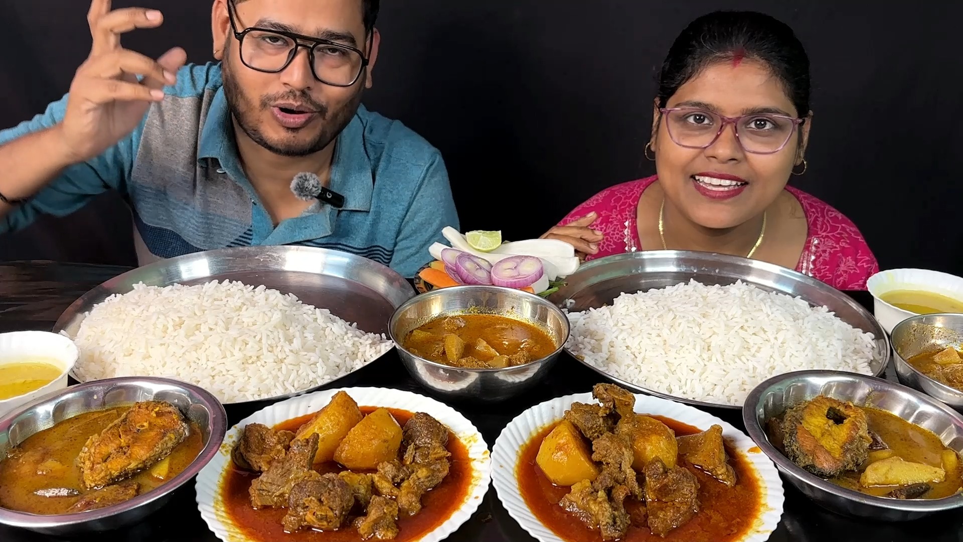 eating challenge mutton curry fish curry and rice | RITU FOOD HOUSE ...