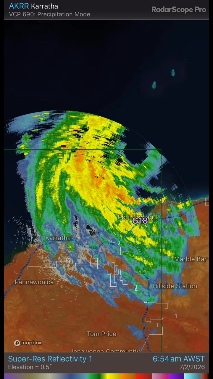 TC Mitchell nice and clear on the Karratha Radar. | Perth Weather Live