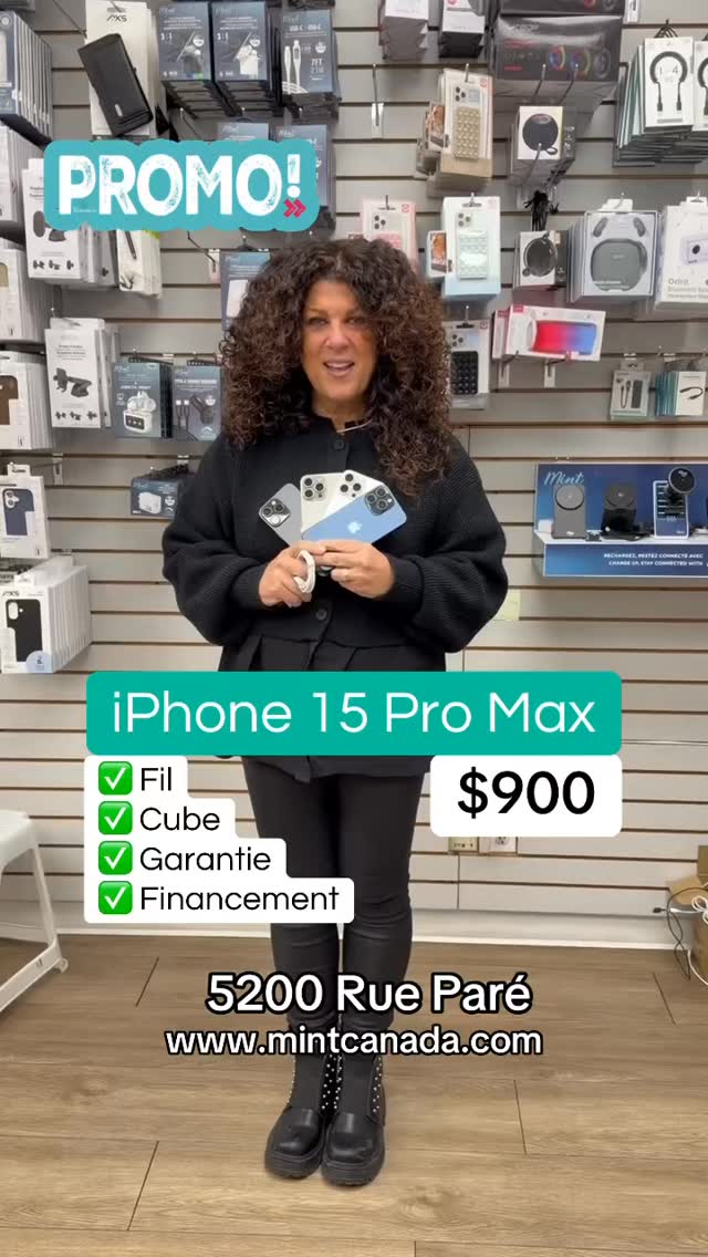 🔥 𝐏𝐫𝐨𝐦𝐨 🔥 𝐢𝐏𝐡𝐨𝐧𝐞 𝟏𝟓 𝐏𝐫𝐨 𝐌𝐚𝐱 𝟐𝟓𝟔𝐆𝐁 $𝟗𝟎𝟎 +𝐭𝐚𝐱𝐞𝐬!! 📱 LE spot à Montréal ...
