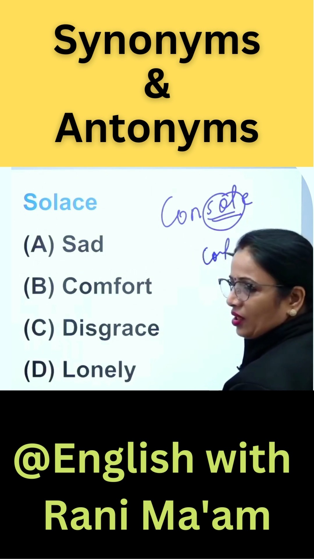 Solace | Vocab | Synonyms & Antonyms | English With Rani Ma'am # ...