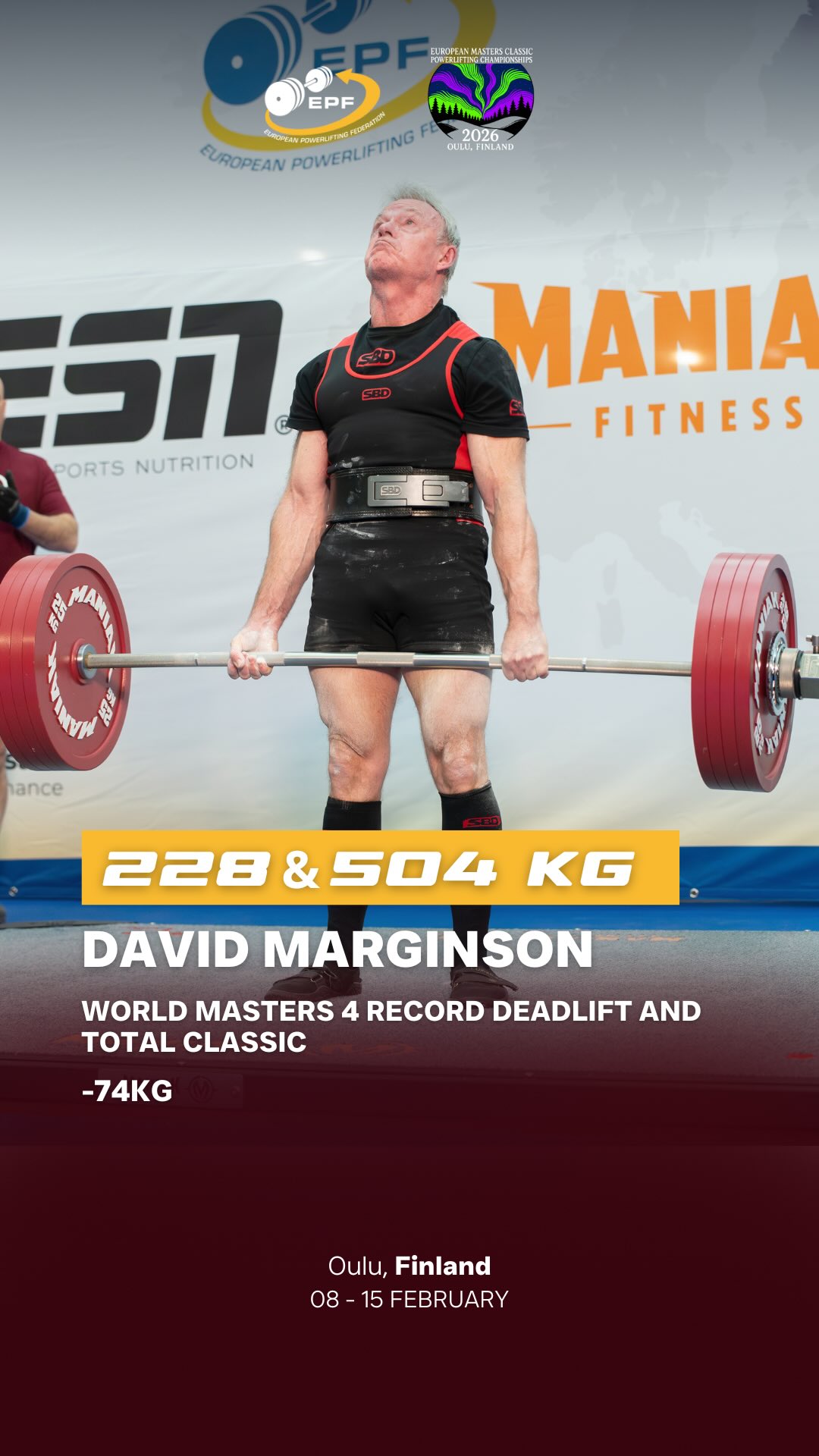 New World Masters 4 Record Deadlift Classic with 228KG & Total with ...