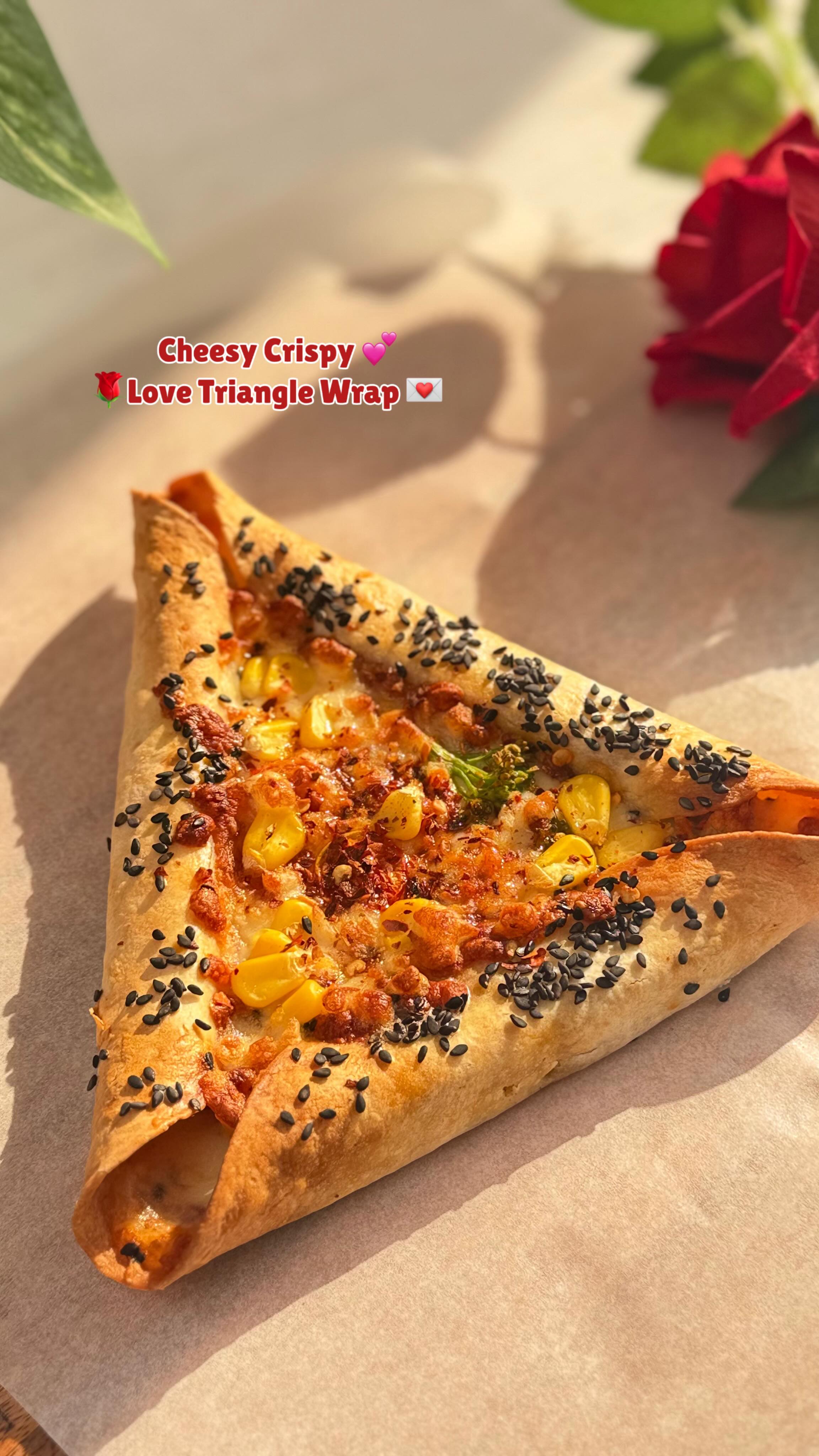 Cheesy Crispy Love Triangle Wrap Tortilla Recipe - Cheese, paneer ...