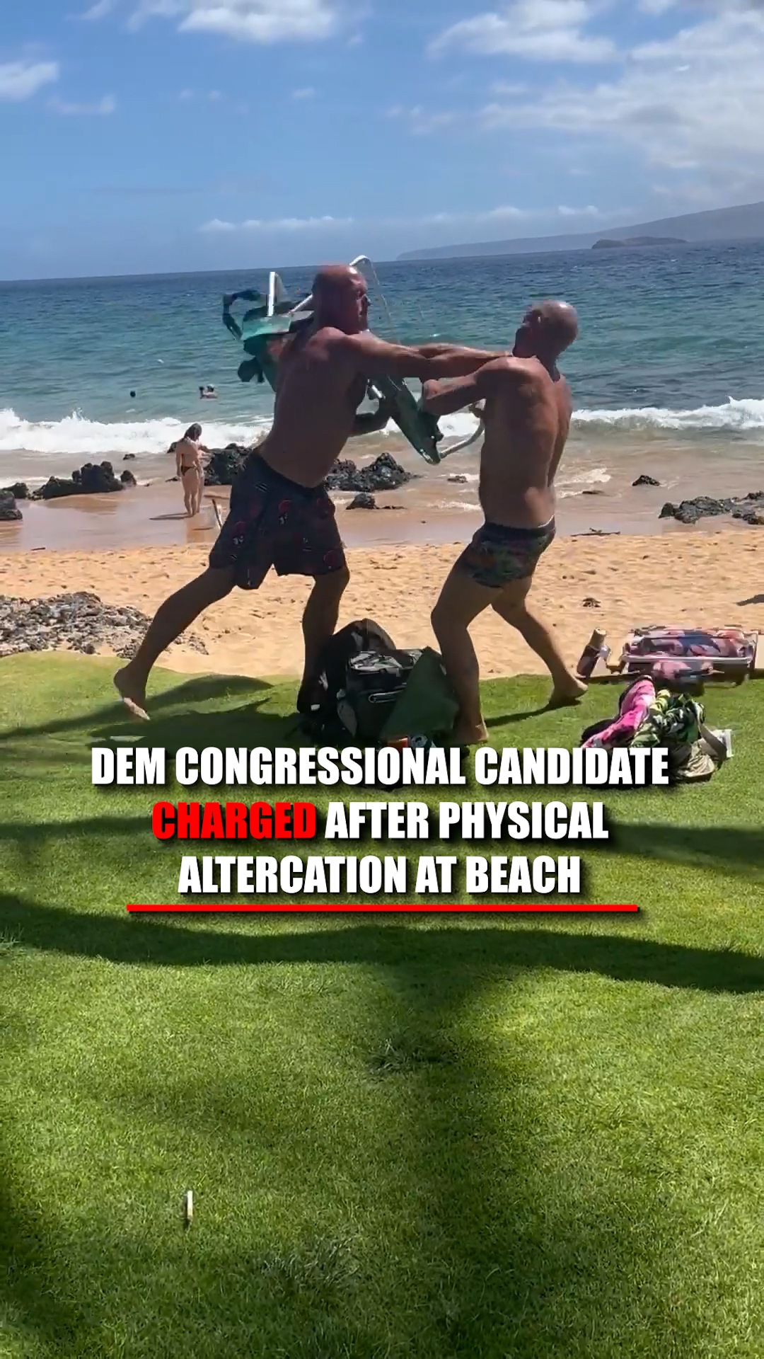dressed right for a beach fight Wild video shows Democratic congressional candidate Kirill Basin involved in an unhinged brawl in Maui after allegedly threatening beachgoers with knife., Officials say the incident began when COLOR:Ivory/Blue Multi NA-05.06.26AM Quadrophenia Francesca's Franki Puff Sleeve