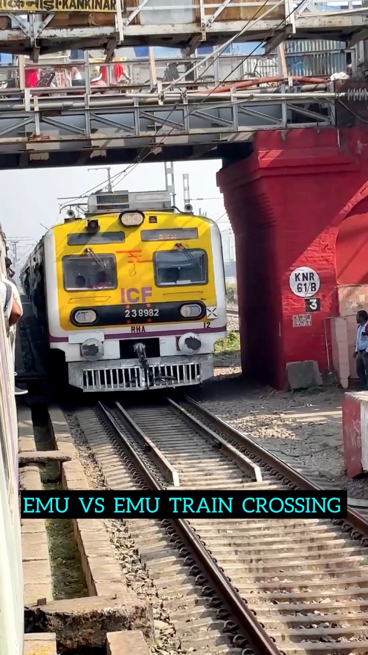 Emu vs Emu Train Crossing 🔥 #railway #emu #reels #reelsfb #viral # ...